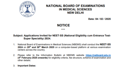 NEET SS 2024 पंजीकरण Natboard.edu.in पर शुरू होता है: यहां सीधे लिंक की जाँच करें