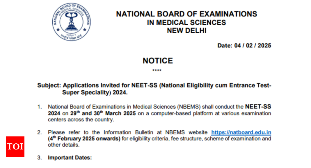 NEET SS 2024 registration begins at natboard.edu.in: Check direct link here