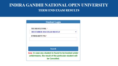 IGNOU December TEE result 2024 declared at ignou.ac.in: Check direct link here – The Times of India