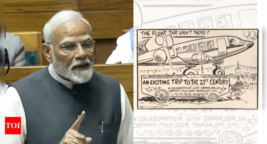 'A plane on a cart': PM Modi cites RK Laxman's cartoon in TOI to take dig at Rajiv Gandhi