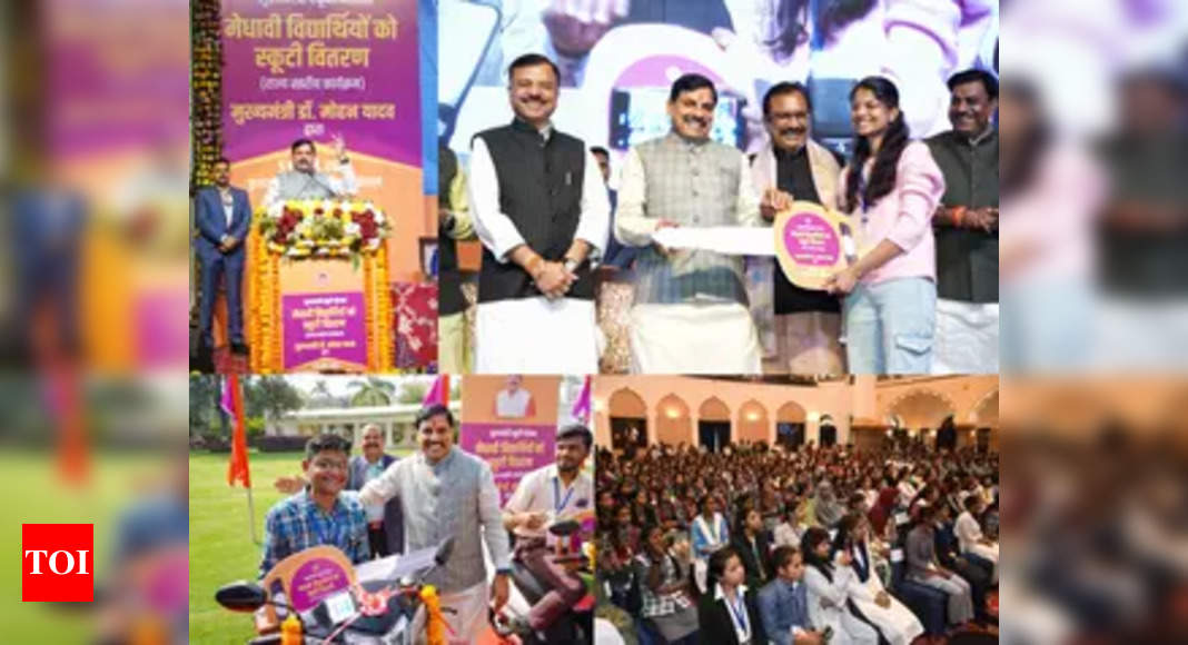 MP CM rewards meritorious students with e-scooties as a part of govt. education scheme - The Times of India