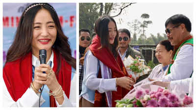 Chum Darang gets a grand welcome as she returns home in Pasighat; locals felicitate her with flowers and a shawl