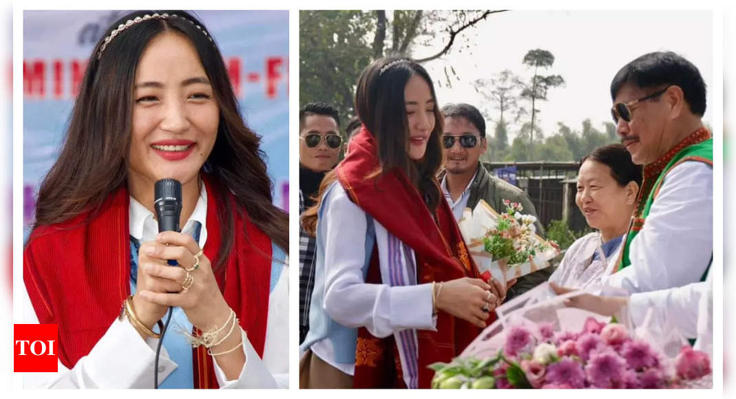 Chum Darang gets a grand welcome as she returns home in Pasighat; locals felicitate her with flowers and a shawl