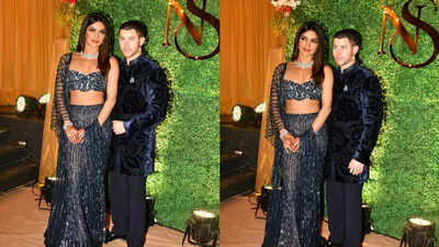 Priyanka Chopra blushes as paparazzi call Nick Jonas 'jiju' as they attend Siddharth Chopra and Neelam Upadhyaya's sangeet ceremony