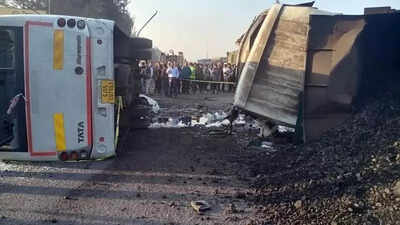One dead, 25 injured after dumper hits bus in Hazira