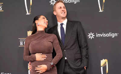 Jared Goff and wife Christen Harper expecting their first baby as model debuts bump in stunning NFL Honors appearance