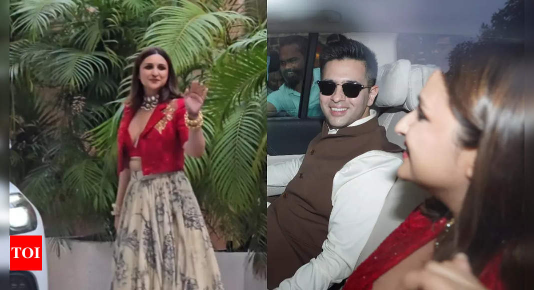 Parineeti Chopra wows in red sparkly crop blazer and beige lehenga at brother Siddharth Chopra’s wedding – The Times of India