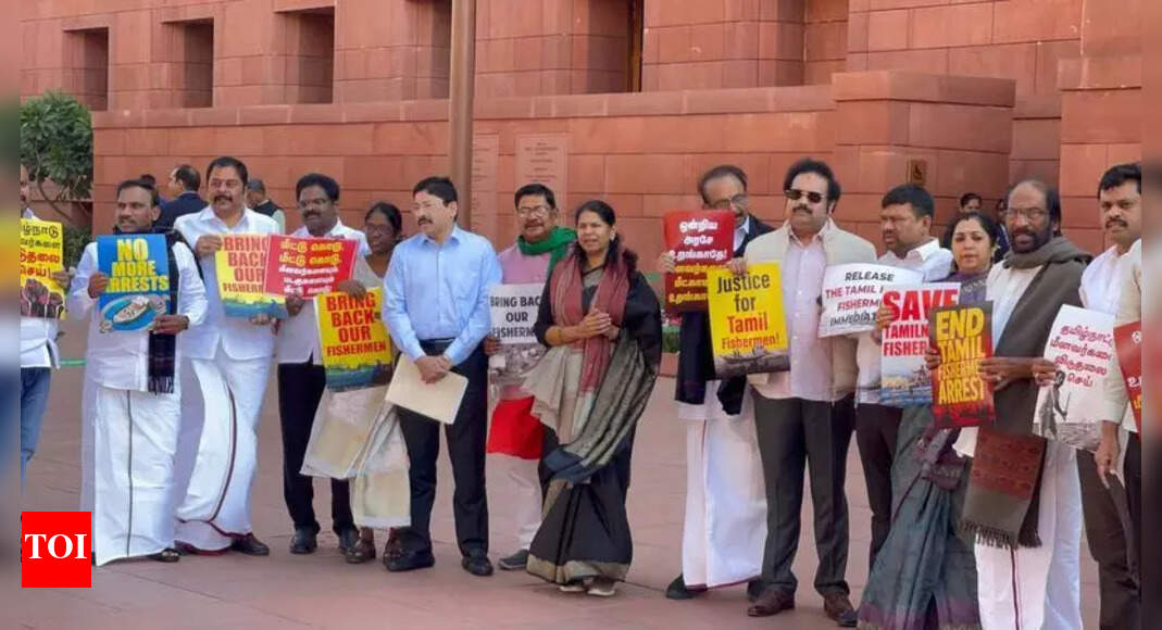 MPs of DMK, allies protest arrests of TN fishermen | Chennai News - The ...