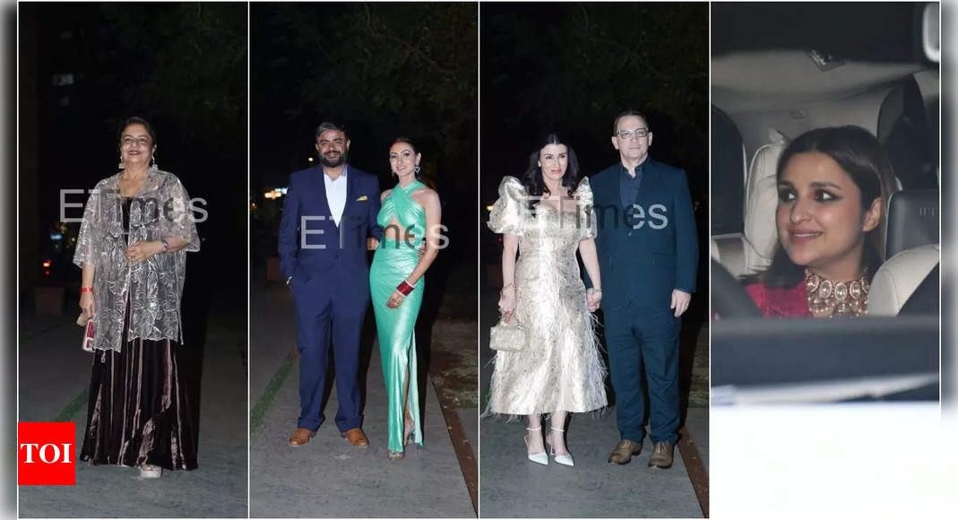 Newlyweds Siddharth Chopra and Neelam Upadhyaya make first appearance, Priyanka Chopra's mother Madhu Chopra and Jonas family shine at reception