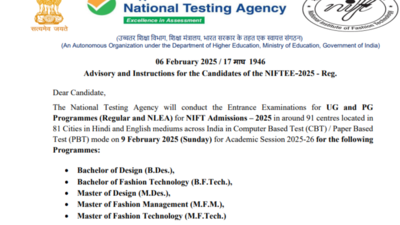 NIFT entrance exam 2025: NTA issues important advisory for candidates, check details here – The Times of India