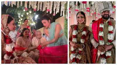 Priyanka Chopra says 'dum laga ke haisha' as she tightly ties her brother Siddharth Chopra's knot with Neelam Upadhyaya; Nick Jonas and his parents dance in baraat