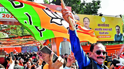 Delhi election 2025: Sweets, selfies & songs at BJP's office after triumph