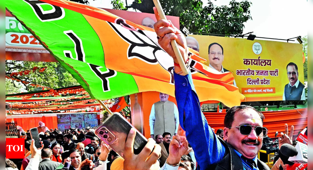 Delhi election 2025: Sweets, selfies & songs at BJP's office after triumph