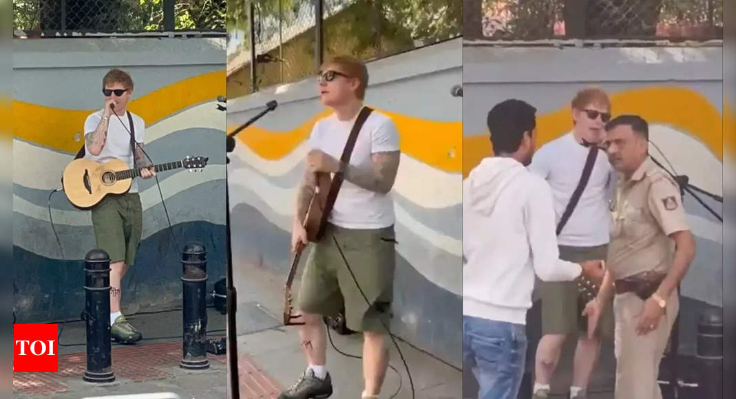 Watch: Singer Ed Sheeran stopped by Bengaluru cops mid-performance on Church Street, asked to leave