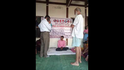 A protest against closure of schools in Gandhian’s village