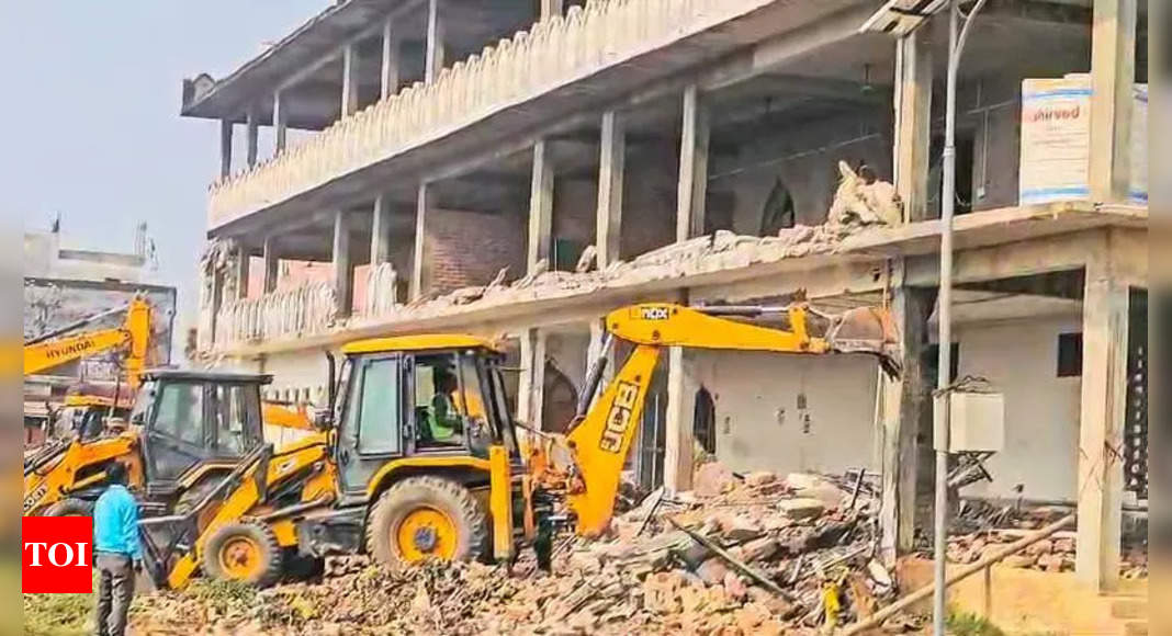 Portion of mosque 'built on encroached land' demolished by bulldozers in Kushinagar