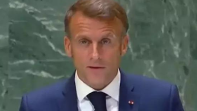 French President Emmanuel Macron welcomes 