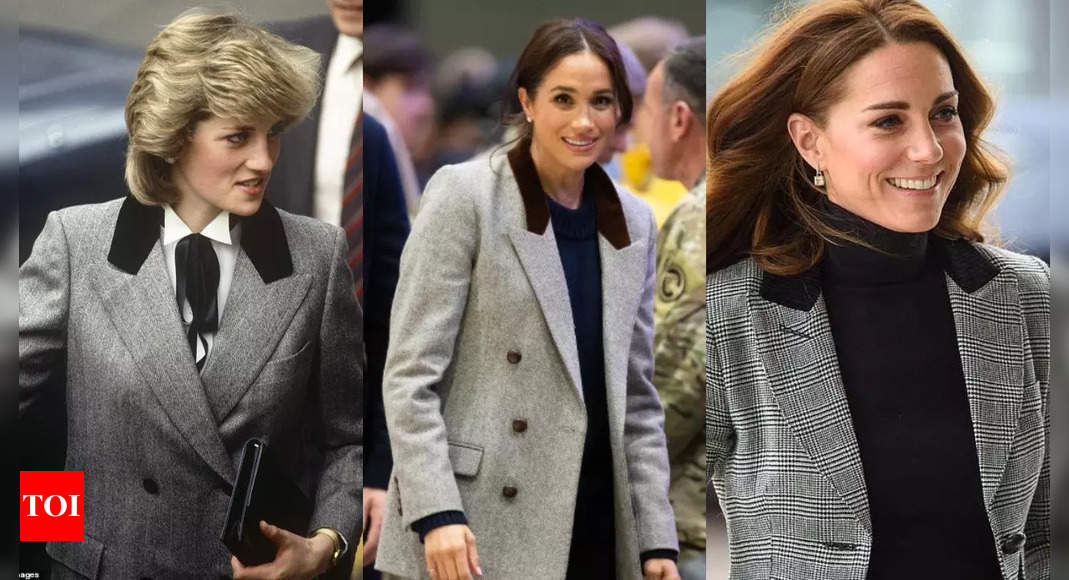 Did Meghan Markle copy Kate Middleton or Princess Diana's grey blazer style?