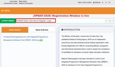 JIPMAT 2025 registration begins for 5-year management courses in IIMs: Direct link to apply, important dates here