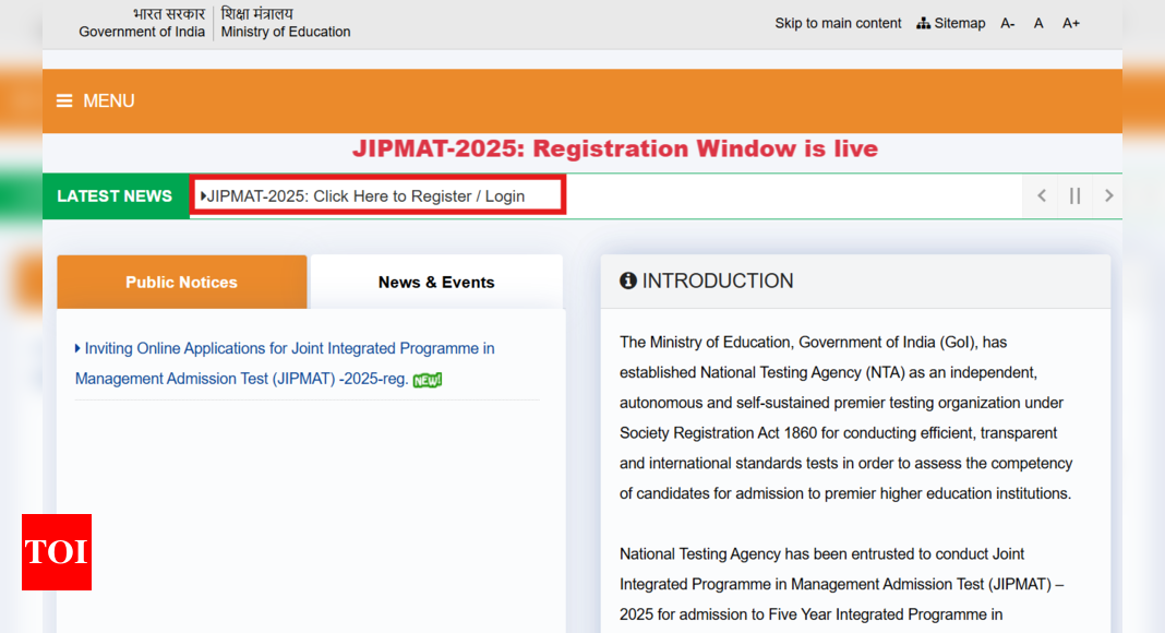 JIPMAT 2025 registration begins for 5-year management courses in IIMs: Direct link to apply, important dates here - The Times of India