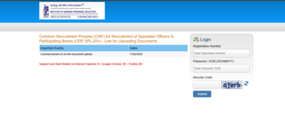 IBPS SO 2025: Link for uploading documents for interview active, Check details here