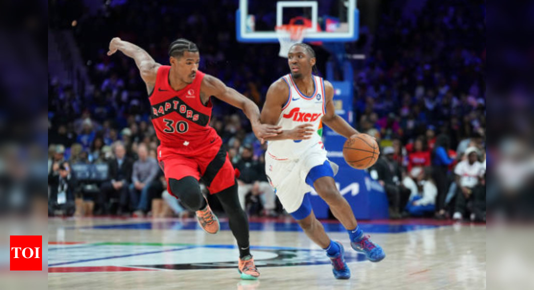 NFL Meets NBA: Super Bowl Champions Philadelphia Eagles Attend a Philadelphia 76ers Game Against the Toronto Raptors