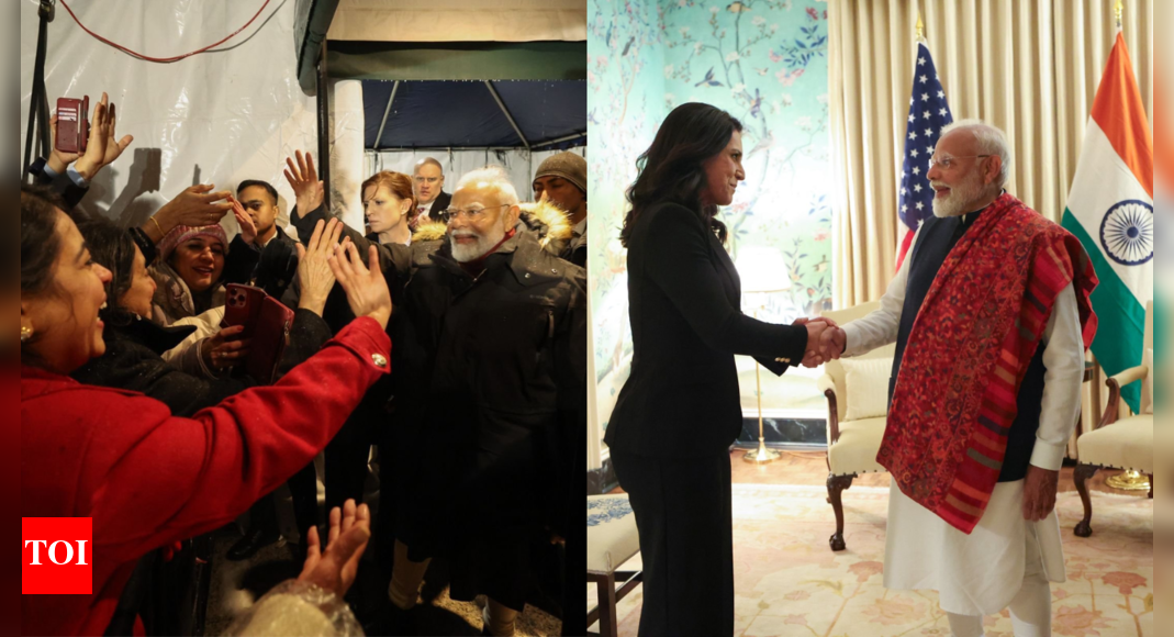 PM Modi welcomed by Indian diaspora in US, meets Tulsi Gabbard: Top developments | India News