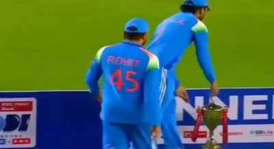 'Bhool gaye': Team India's trophy 'slip-up' goes viral after ODI series whitewash over England