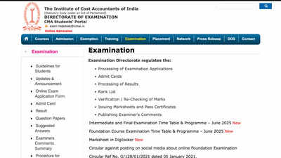 ICMAI 2025 Final, Inter, Foundation courses date sheet released: Check schedule, application deadline, and other details – The Times of India