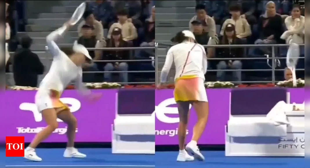 Watch: Opponent shocked as Iga Swiatek smashes racquet in emotional on-court outburst | Tennis News – The Times of India