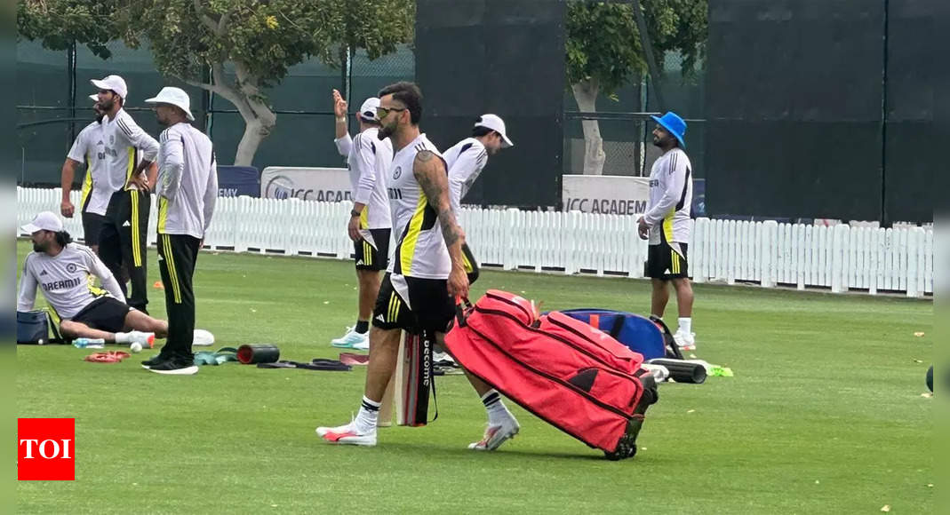 Virat Kohli's CT preparations: Red kit bag, multiple bat checks