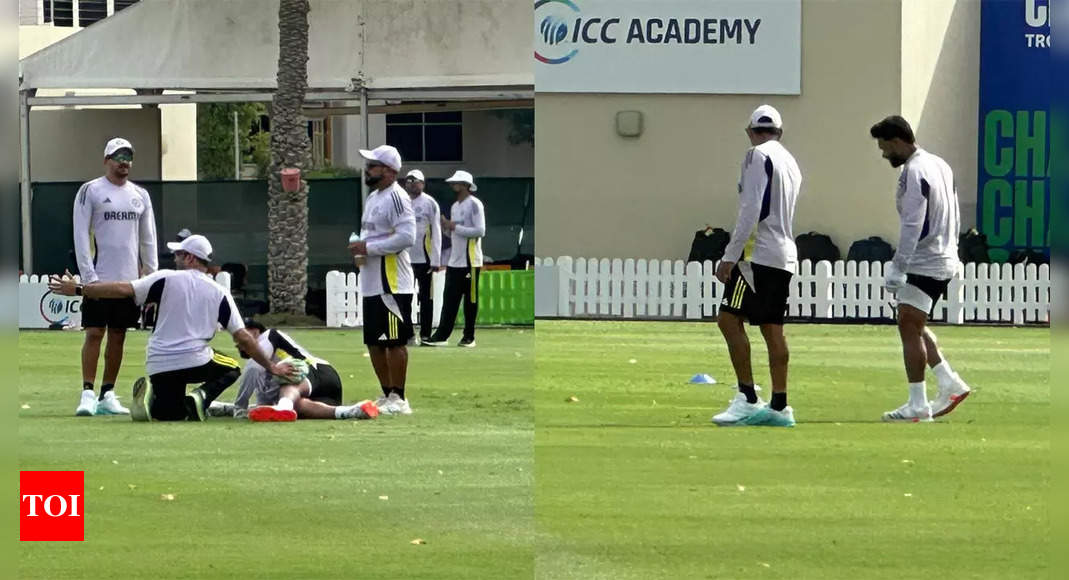 Champions Trophy: Injury scare as Rishabh Pant hit on left knee during net session in Dubai | Cricket News – The Times of India