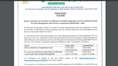 NCHM JEE 2025 application deadline extended: Check important dates and direct link to register here