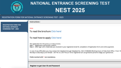 NEST registration 2025 for MSc courses begins: Check direct link and other details here – The Times of India