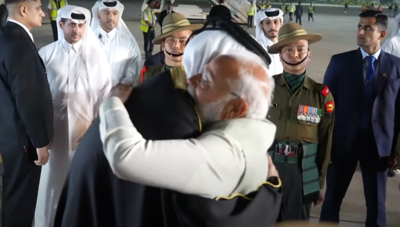 Watch: PM Modi personally receives Qatar Emir Al Thani at Delhi airport