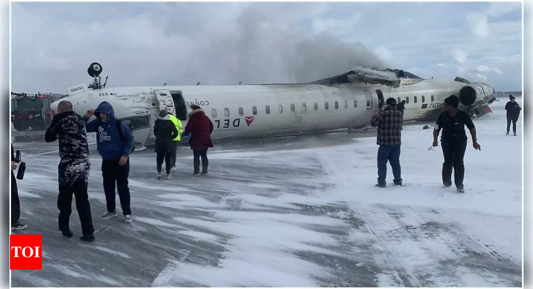 Delta airlines flight crashes at Toronto Pearson International airport, ends up upside-down – The Times of India