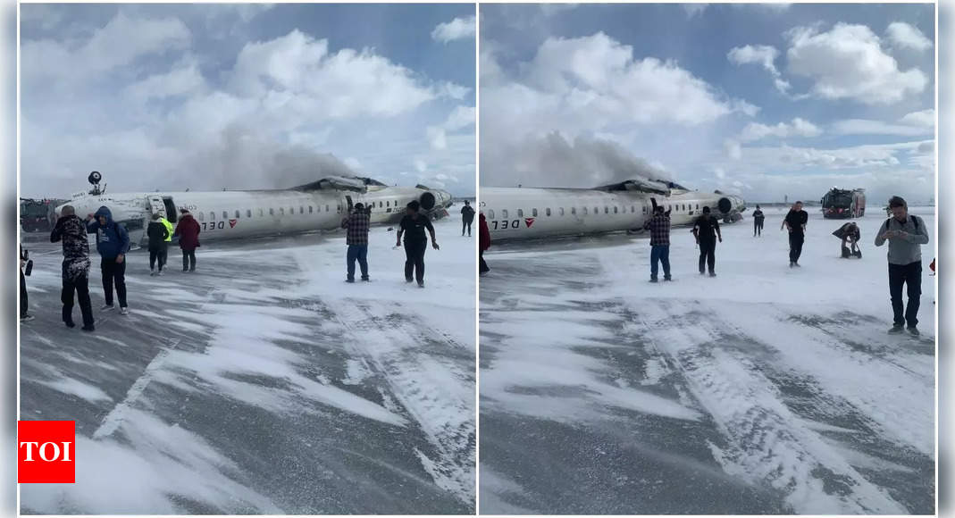 Video Delta plane flipped upside down on snowy runway of Toronto