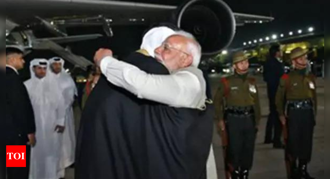 In rare honour, PM Modi receives Amir of Qatar at airport | India News – The Times of India