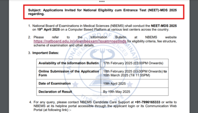 నీట్ MDS 2025 రిజిస్ట్రేషన్ natboard.edu.in వద్ద ప్రారంభమవుతుంది, ఇక్కడ దరఖాస్తు చేయడానికి ప్రత్యక్ష లింక్