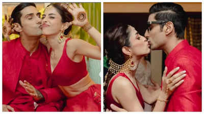 Prateik Babbar and Priya Banerjee stun in red as they share UNSEEN photos from their mehendi ceremony - See inside