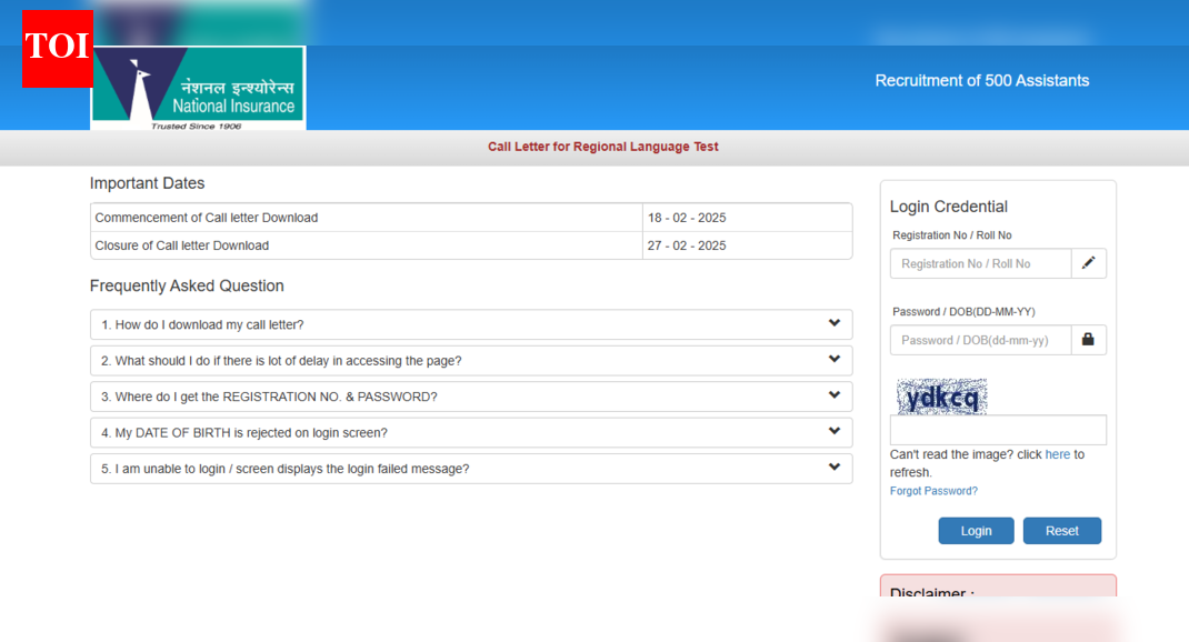 NICL admit card 2025 released for Regional Language Test: Direct link ...