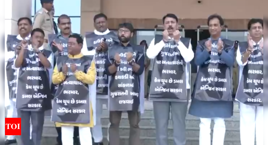 'Inhumane and humiliating': Gujarat Congress MLAs chain themselves in protest against deportation of Indians from US