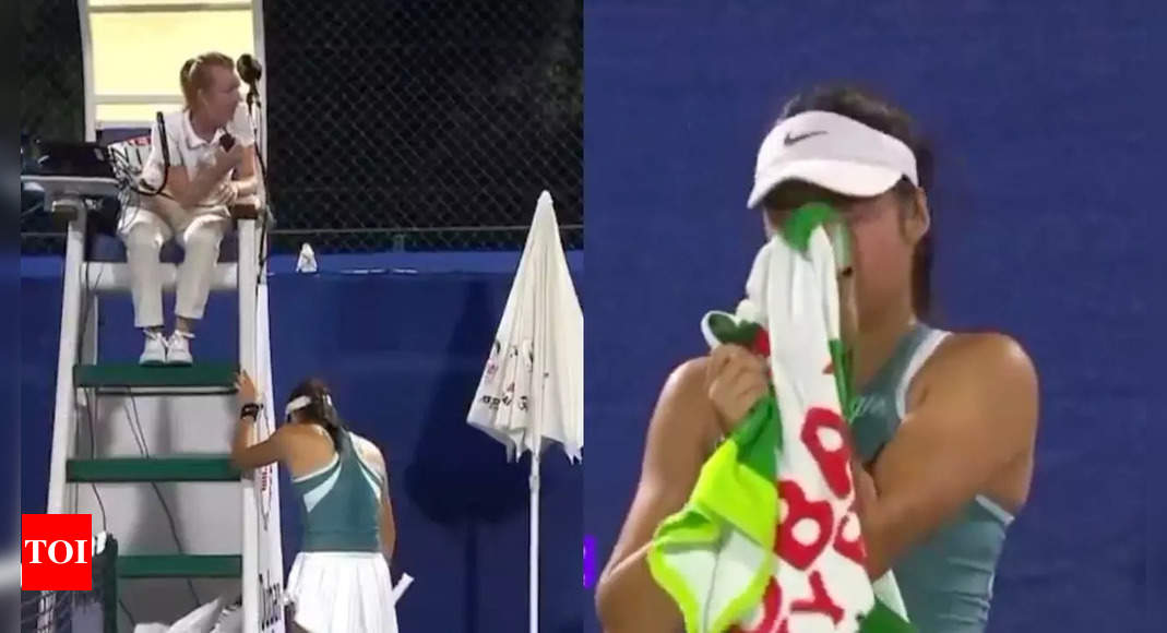 Emma Raducanu hides from 'fixated' fan mid-match in Dubai, reduced to tears - watch video