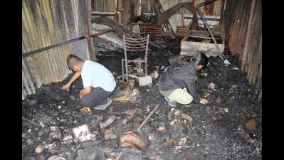 Seven shops, several vehicles reduced to ashes in massive fire near Dewas Naka