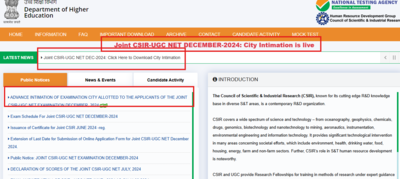 CSIR UGC NET December 2024 city intimation slip released: Direct link to download here – The Times of India