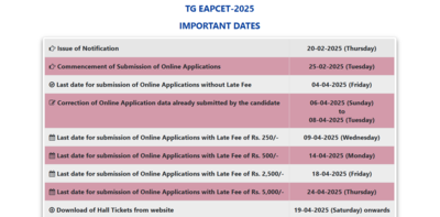 TS EAMCET 2025 notice out: Check important dates, exam schedule and more | – The Times of India