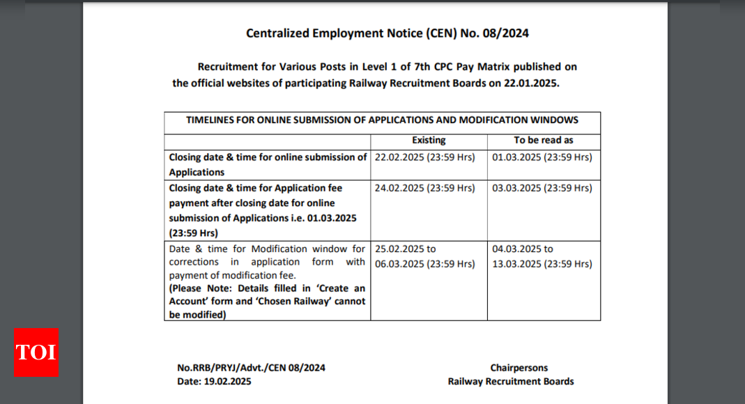 RRB recruitment 2025 registration deadline extended again for more than 32000 vacancies: Check important dates and direct link to apply here