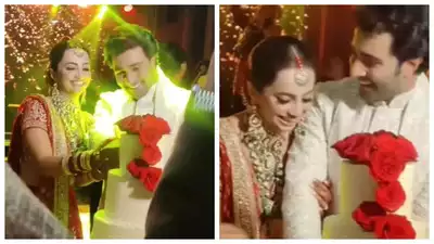 Aadar Jain and Alekha Advani tie the knot; couple beam with joy while cutting their wedding cake - WATCH