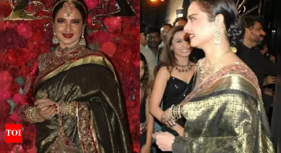 Rekha embraces sustainability by re-wearing saree from ‘Black’ premiere at Aadar Jain’s wedding – The Times of India