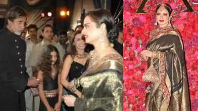 Rekha repeats her saree which she wore for Amitabh Bachchan starrer 'Black' premiere 20 years ago, for Aadar Jain's wedding - PICS inside